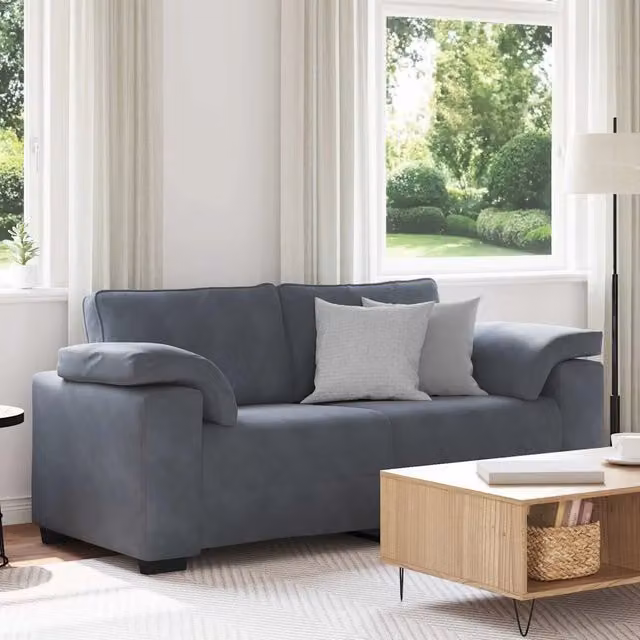Divanetto moderno vidaXL in velluto grigio con cuscini inclusi L: 180 cm, P: 77 cm, H: 82 cm