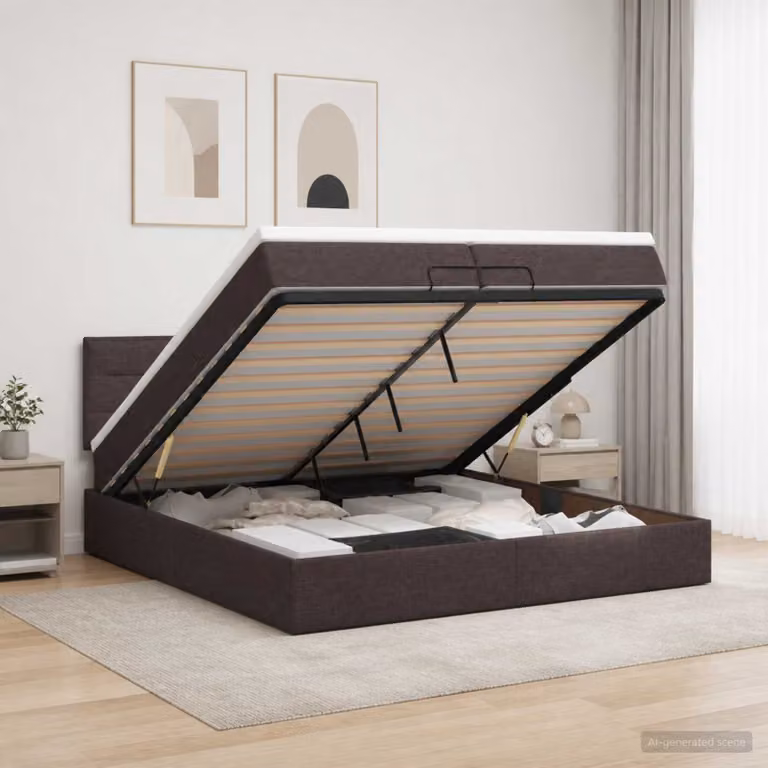 Letto ottomano con materasso vidaXL in tessuto marrone scuro L/P: 200 x 200 cm