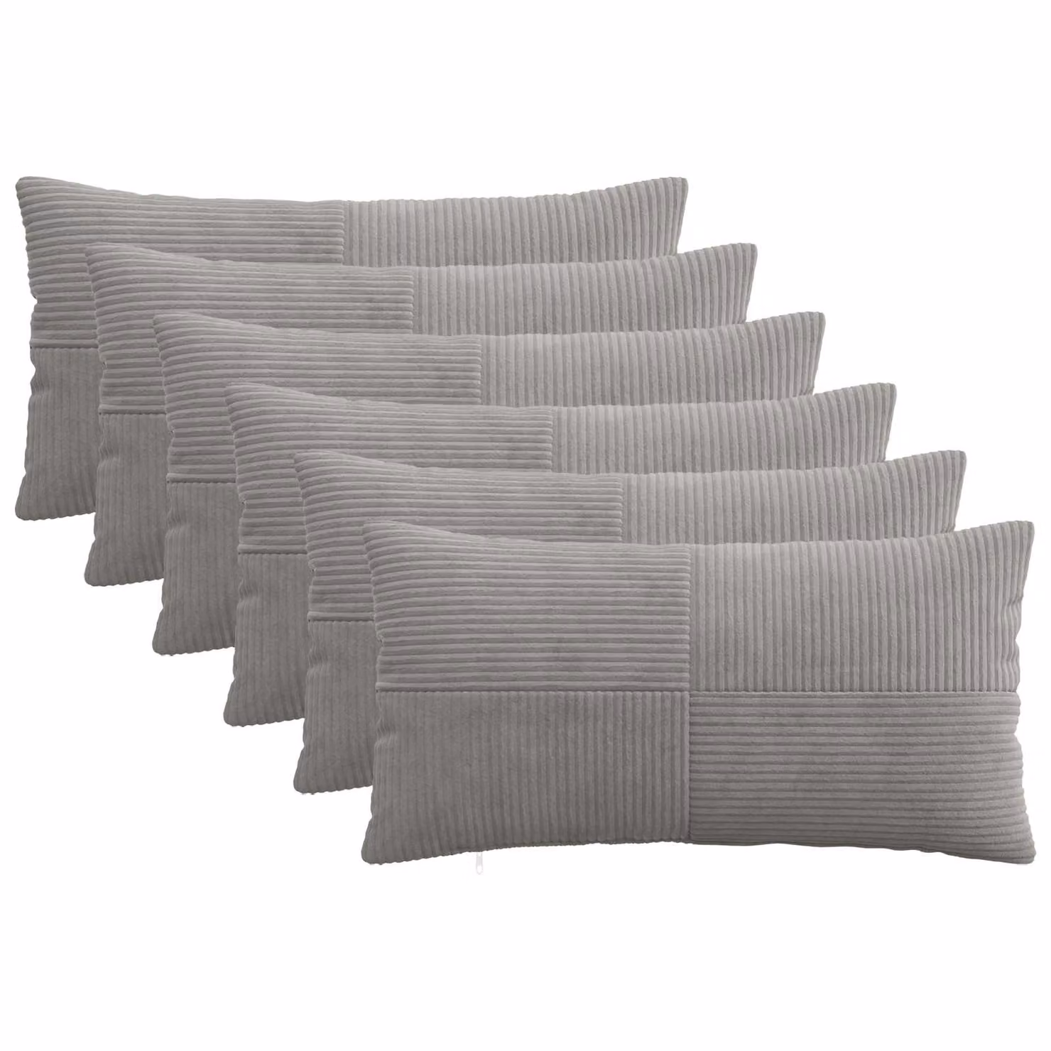 Set di 6 federe vidaXL ALMELO in velluto a coste, Grigio Chiaro, 40 x 70 cm