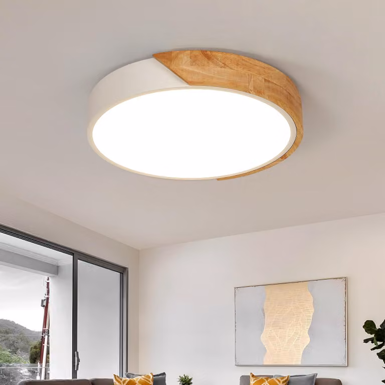 Lampada da soffitto LED Comely, legno, 30W, moderna, luce calda 3000K – bianca – 3000K luce bianco caldo