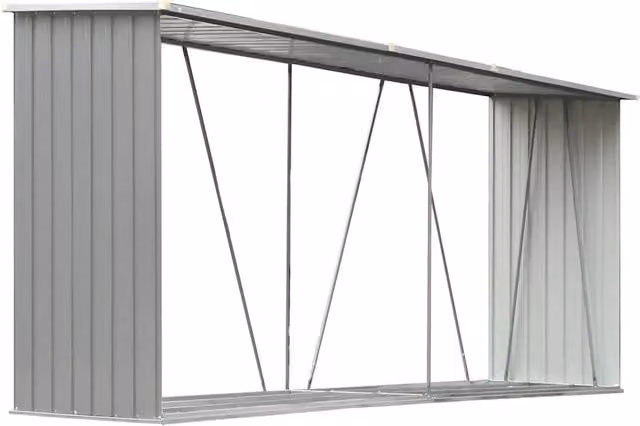 Capannone da Giardino in Acciaio Zincato Grigio L: 330 cm, P: 84 cm, H: 152 cm