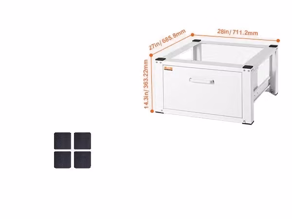 Zoccolo per lavatrice, base robusta, cassetto e accessori, darwer28x27