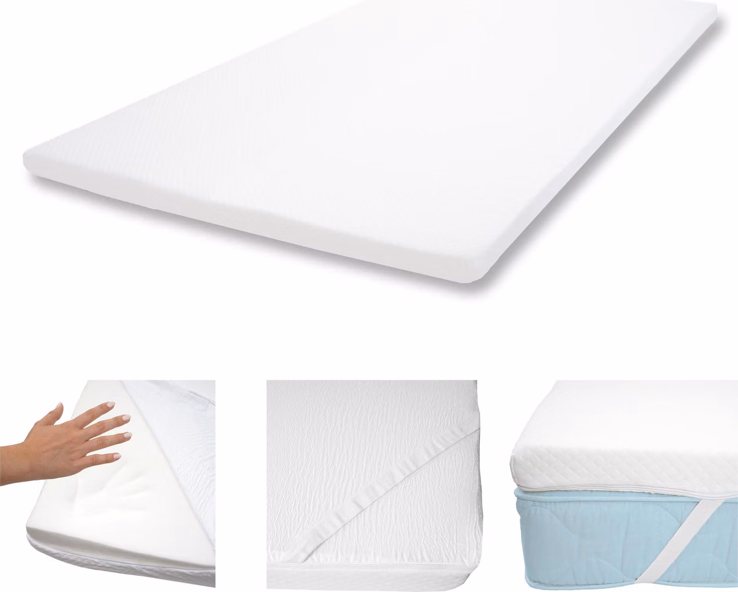 topper per materasso in memory foam da 6 cm HWC-E63, topper per materasso protezione per materasso ~ 140x200cm visco foam