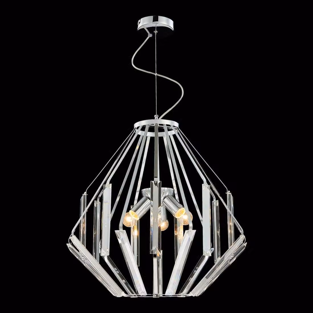 AMARA lampada a sospensione 3xE27/40W, argento/chiaro, Ø: 56 H: 120 cm, attacco E27, dimmerabile