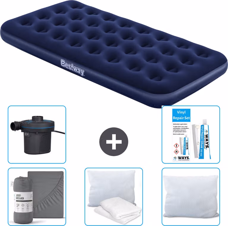 Materasso gonfiabile Bestway - 1 persona - 99 x 188 x 22 cm - Blu - Accessori inclusi