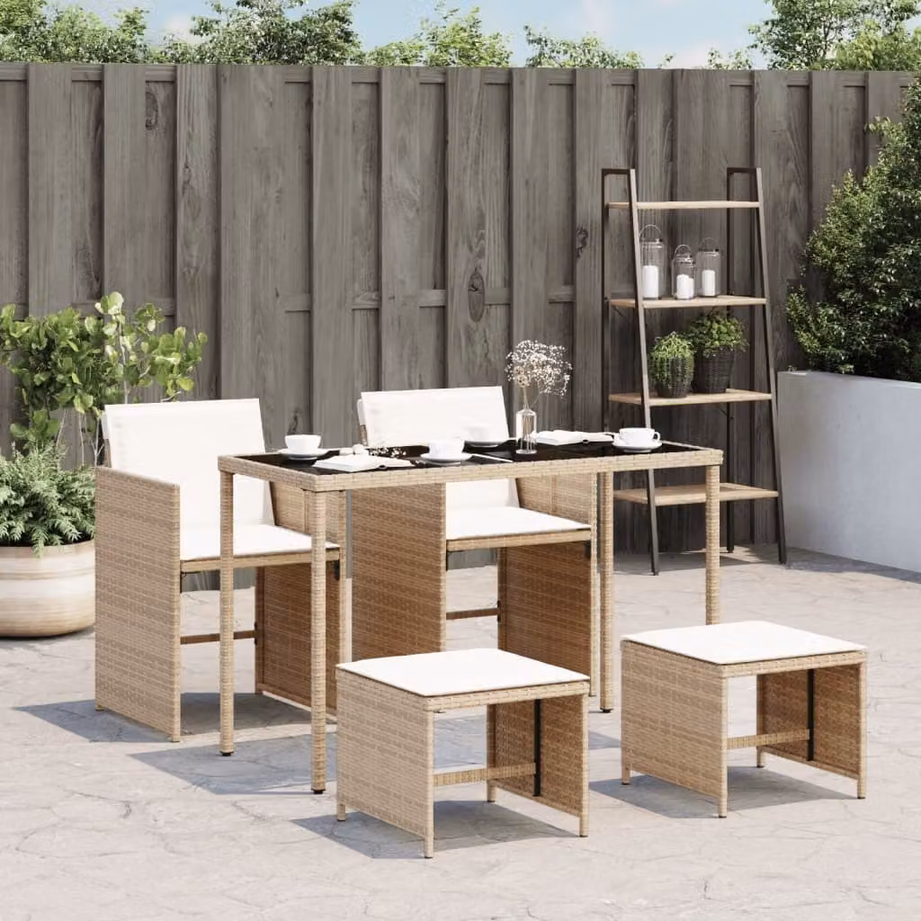 Maison Exclusive - Set da pranzo da giardino 5 pezzi con cuscini in polyrattan beige