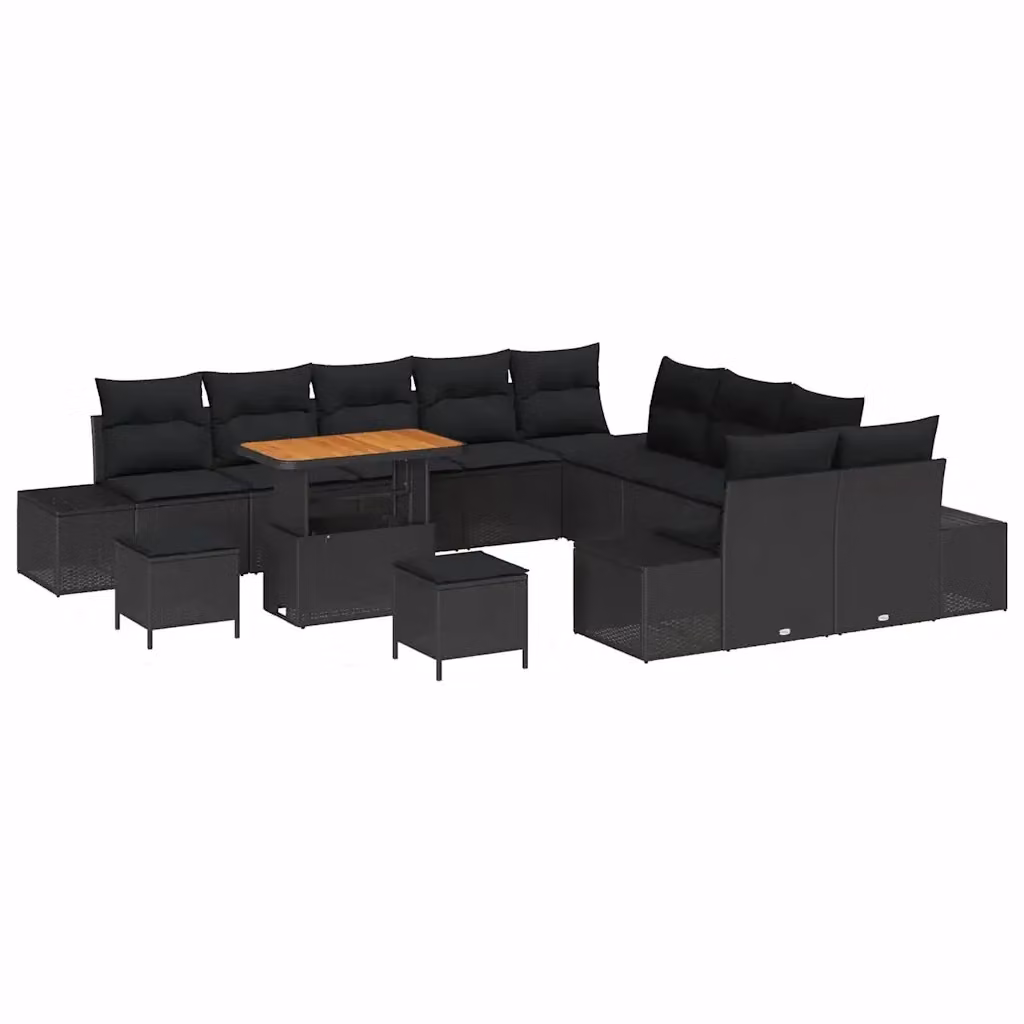 Set Divano da Giardino vidaXL a forma a U con 13 pezzi, Nero – 2