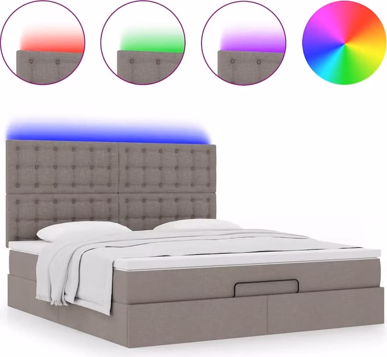 Struttura Letto Pouf con Materasso Tortora 160x200cm in Tessuto