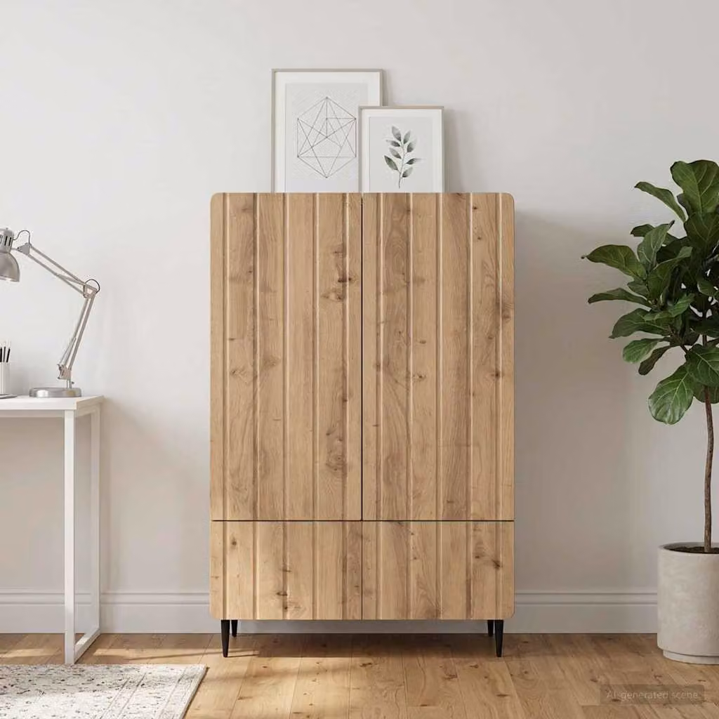 vidaXL Credenza Moderna in Legno e Metallo Marrone L: 66 cm, P: 34,5 cm, H: 97 cm
