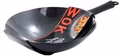 Wok in alluminio antiaderente EVA con un manico, colore nero, diametro 30 cm