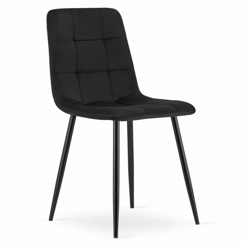 Set di 3 sedie moderne in velluto nero e metallo opaco Kendra Home per cucina o ufficio in casa – 2