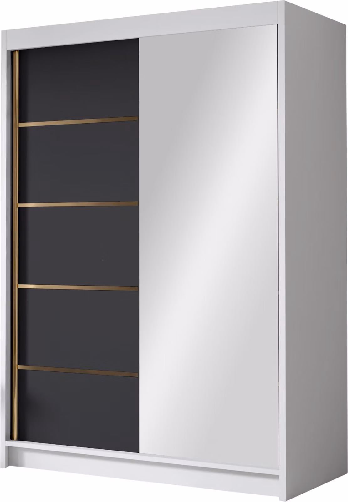 MIRJAN24 Armadio a porte scorrevoli con specchio Lungo III, armadio con appendiabiti, con due ante scorrevoli, guardaroba (colore: bianco / nero)