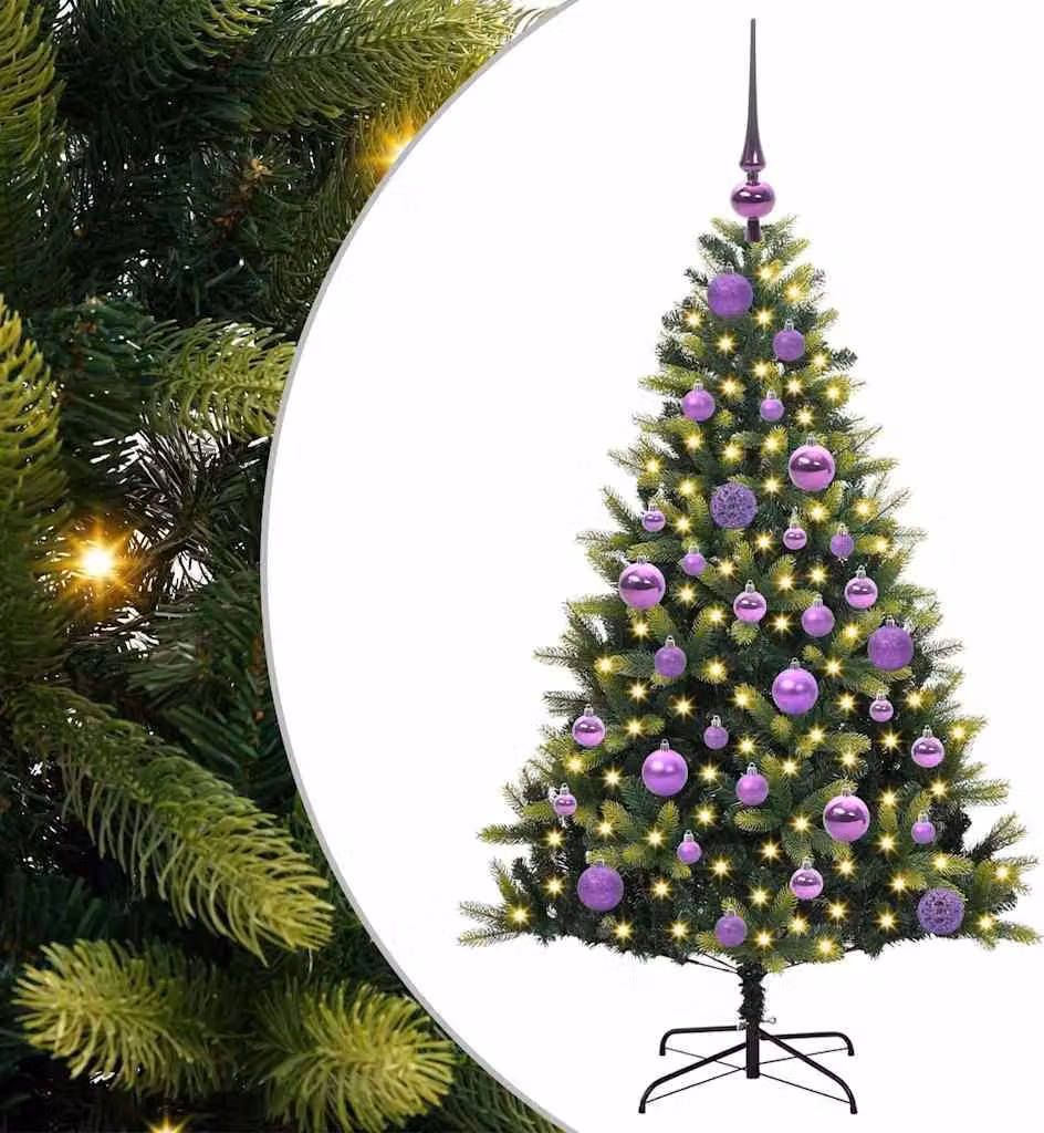 Albero di Natale Artificiale Pieghevole 150 LED Verde 120 cm