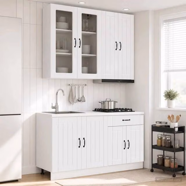Unità Cucina LUCCA 4 pz Bianco Lucido Legno ingegnerizzato 3438329
