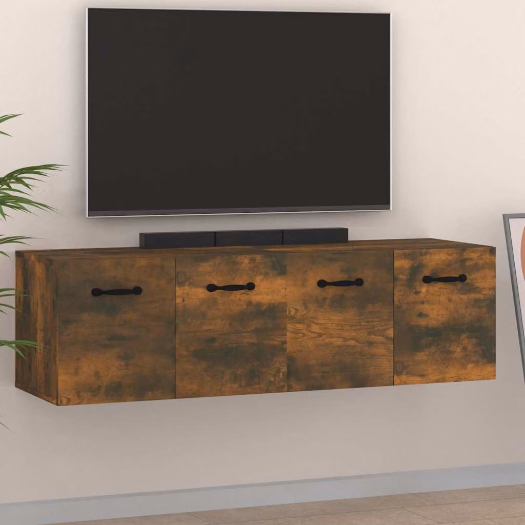 Set di 2 mobili a parete vidaXL in legno multistrato color rovere fumo, L 80 cm x P 35 cm x H 36,5 cm