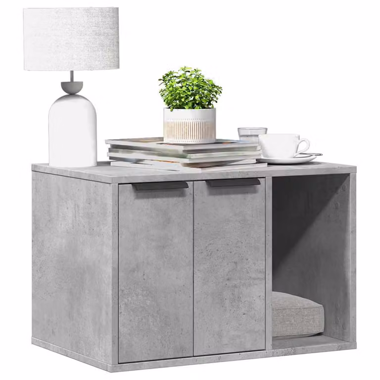 Recinto lettiera per gatti vidaXL in truciolato, colore grigio cemento, L 60 cm x P 40 cm x H 40 cm