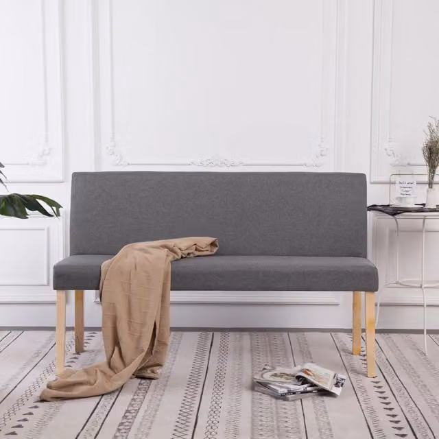 Panca-Sgabello 139,5 cm Grigio Chiaro in Poliestere