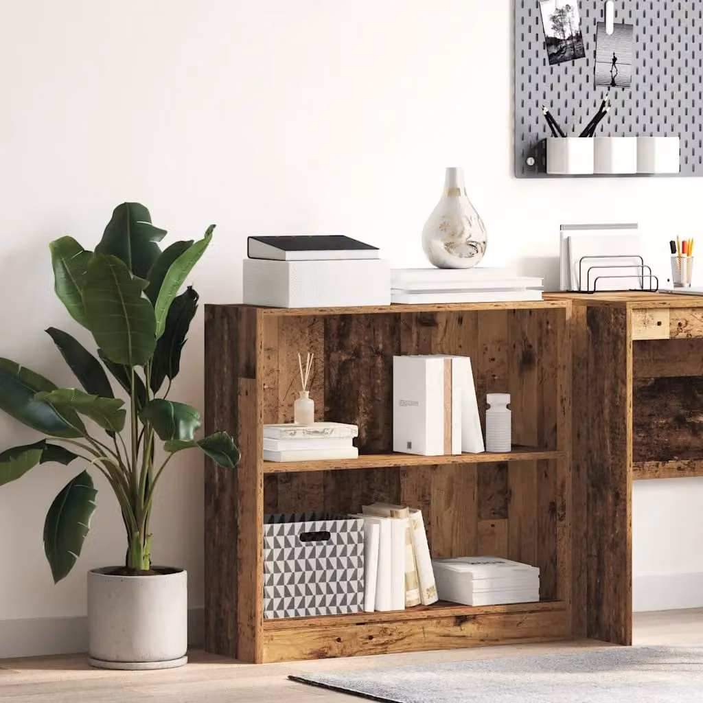 Libreria vidaXL in Legno Antico Marrone con Pannello Posteriore L: 80 cm, P: 24 cm, H: 76 cm