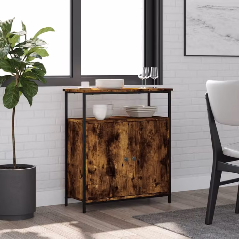 Credenza vidaXL in legno multistrato color rovere fumo L: 70 cm, P: 30 cm, H: 80 cm