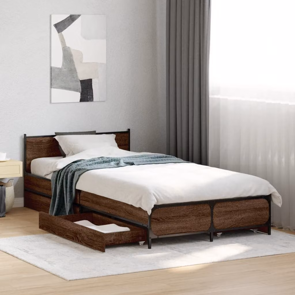 vidaXL Giroletto con Cassetti in Rovere Marrone, L 78 cm x P 193 cm x H 56,5 cm