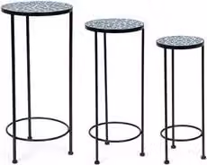 Set di tavolini da esterno SAMOS con top in ceramica multicolore e design moderno a incastro