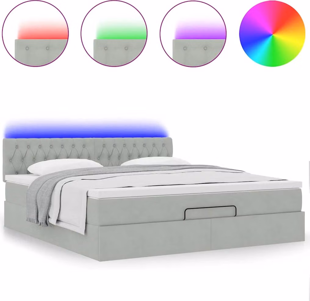 Struttura Letto Pouf con Materasso 160x200 cm in Velluto