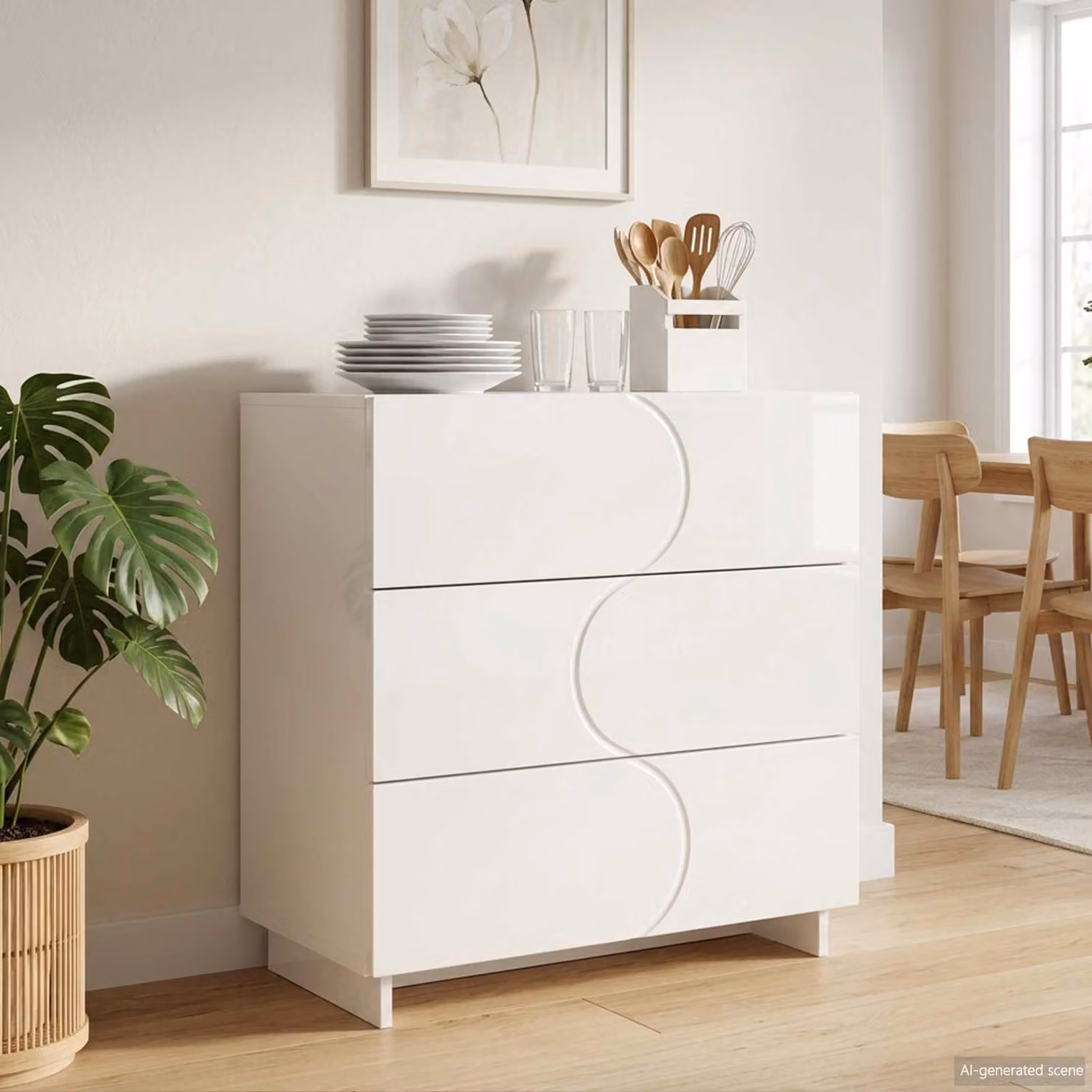 vidaXL Credenza Bianco Lucido 70 x 38 x 75 cm Legno ingegnerizzato