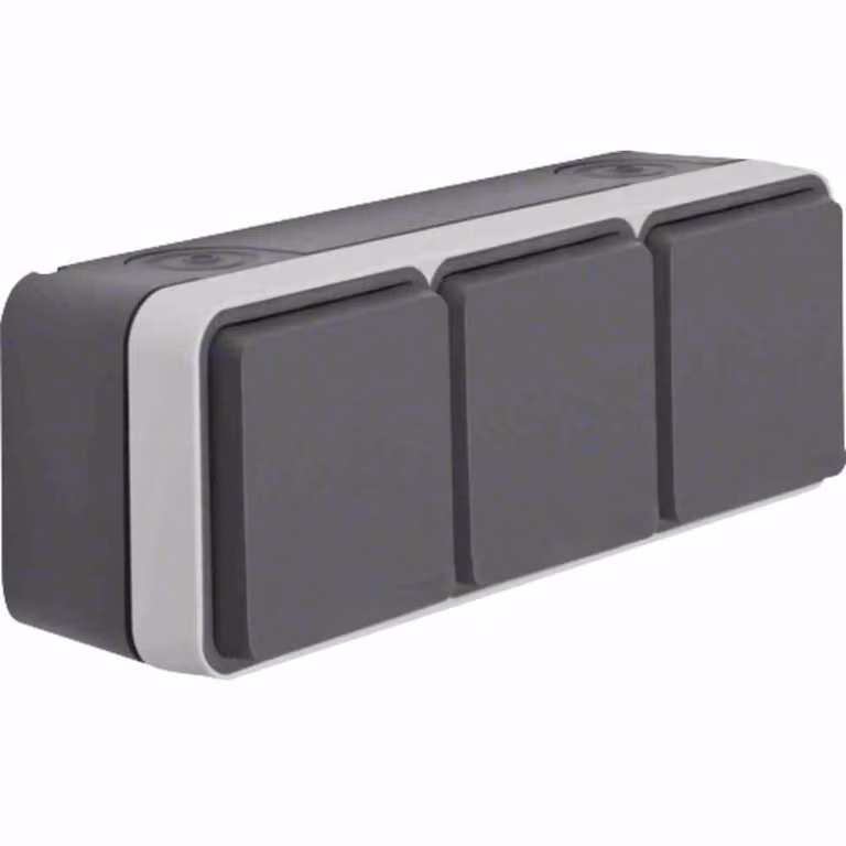 Presa di corrente Berker SCHUKO, coperchio incernierato a 3 ganci, grigio chiaro 47733515