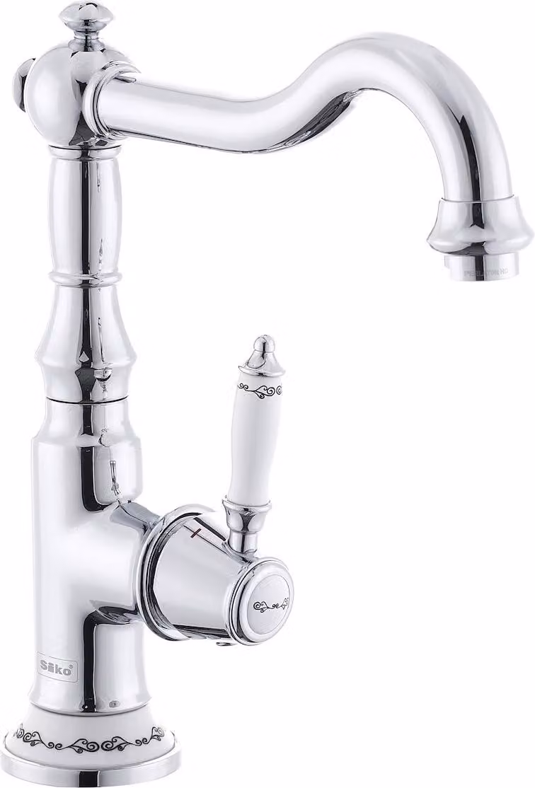 Rubinetto retrò Miscelatore monocomando per lavabo con braccio girevole Design nostalgico, cromo