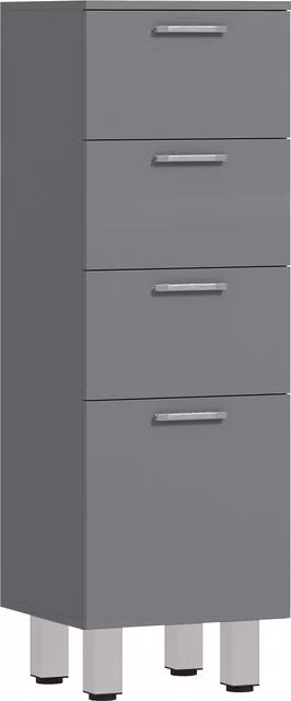 Mobile da bagno kleankin con 4 cassetti in legno e piedini regolabili, grigio