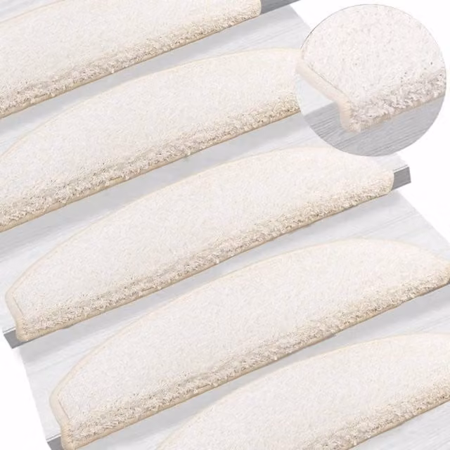 Set di 15 tappetini autoadesivi per scale vidaXL, antiscivolo e fonoassorbenti, in polipropilene, colore bianco, L: 80 cm, P: 24,5 cm, H: 3,5 cm