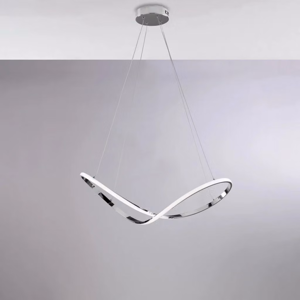 Lampada a sospensione moderna Infinity Belight con luce LED integrata in metallo e alluminio colore cromo – 2
