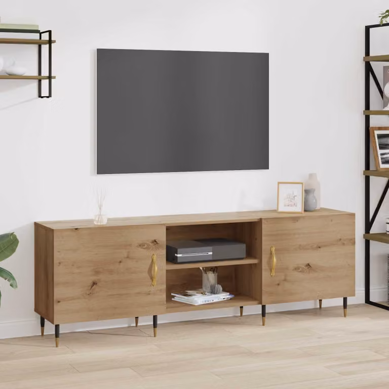 Mobile TV moderno vidaXL in rovere artigianale, colore marrone, L 150 cm x P 30 cm x H 50 cm