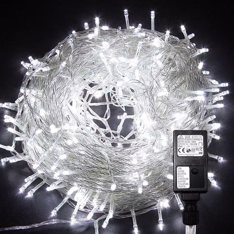 Jopassy 100M 1000 LED luci fiabesche bianco freddo 8 modalità di luce festa giardino interno esterno decorazione luci di Natale IP44
