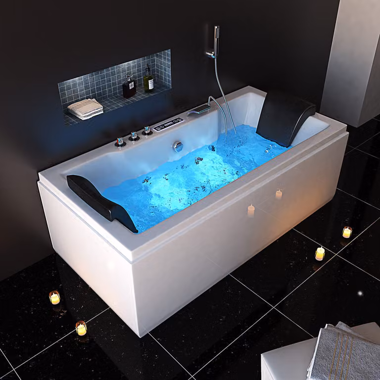 Home Deluxe - Idromassaggio - LAGUNA M PURE - Bianco, dimensioni: 180 x 90 x 55 cm - incl. radio, riscaldamento e terapia della luce I Vasca idromassaggio per 2 persone, vasca da bagno interna
