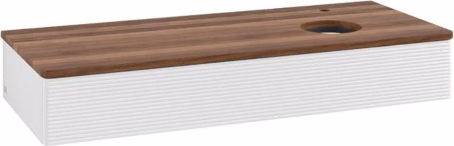V&B Mobiletto con struttura frontale, con illuminazione Antao 120x19x50cm, HL, WBP w. wal, glo wh. Lac