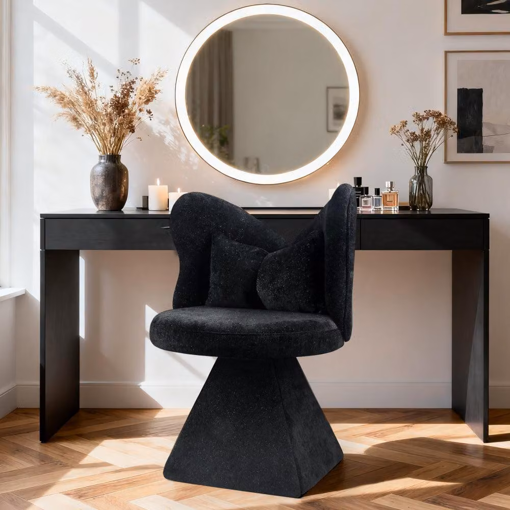 Poltrona - Poltrona girevole - Sedia da pranzo - Poltrona d'accento - Design a schienale a forma di farfalla - Girevole