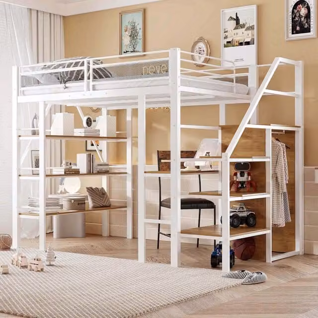 Letto a castello in metallo - Xylo - 140x200 - Bianco - Senza materasso