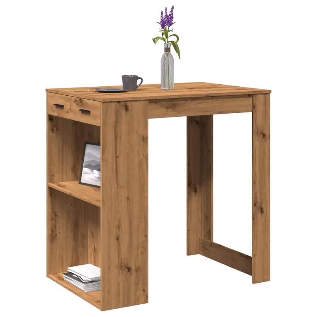 vidaXL Tavolo Bar Rovere Marrone in Truciolato L: 102 cm, P: 70 cm, H: 103,5 cm – 1
