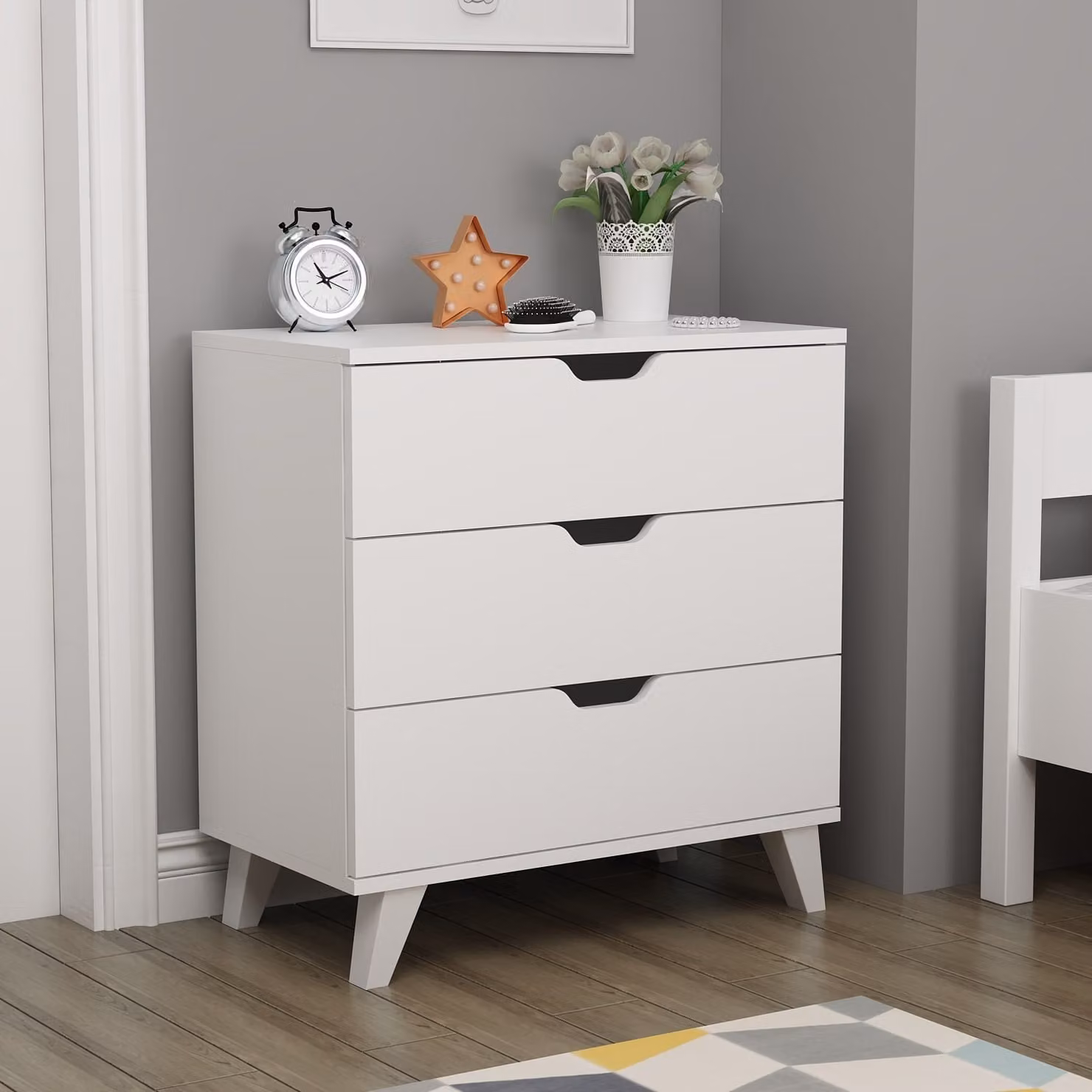 Skye Decor, Valencia 3 - Bianco, cassettiera, bianco, 100% pannelli di particelle rivestiti in melamina, 72 x 40 x 76 cm