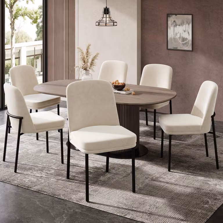 Set di 6 sedie da pranzo Fliek, sedie da cucina con cuscini di seduta rinforzati, sedie imbottite con gambe in metallo, sedia da salotto in velluto, 53x42,5x82 cm, nero