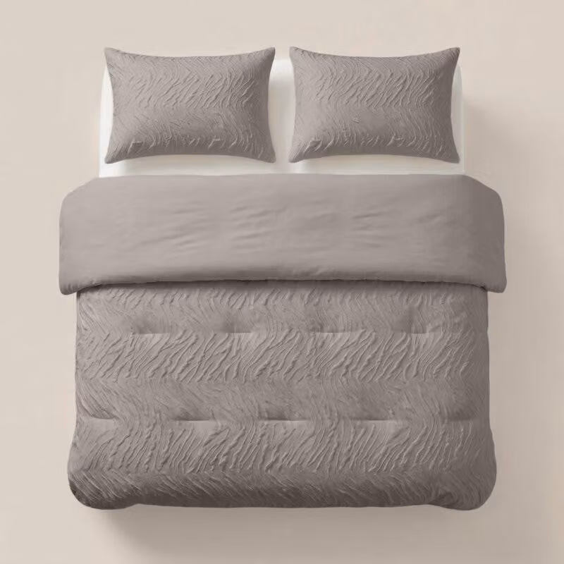 Sleeptime, coperta trapuntata "Lazy" color taupe, 240 x 200 cm, con federe