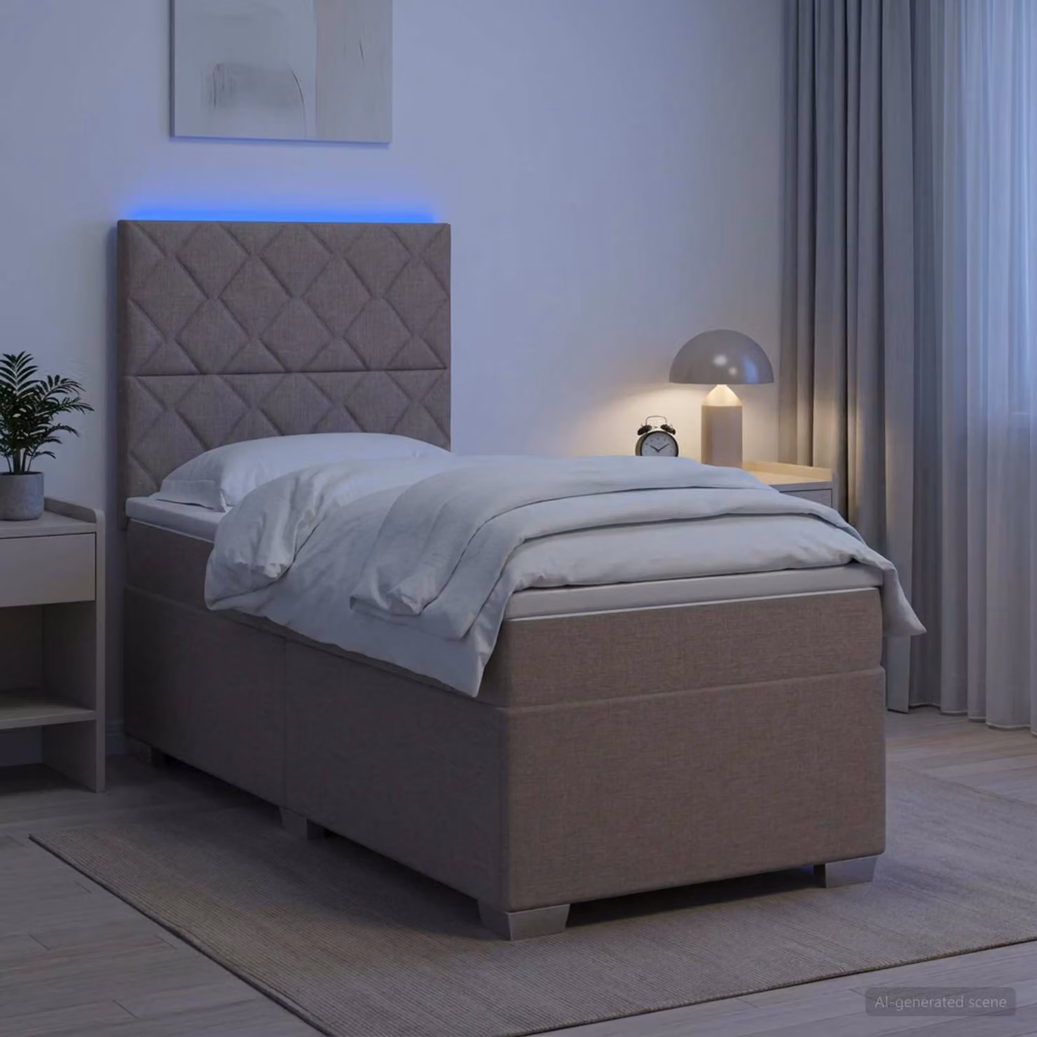 vidaXL Letto box spring con materasso in tessuto Tortora L/P: 100 x 200 cm