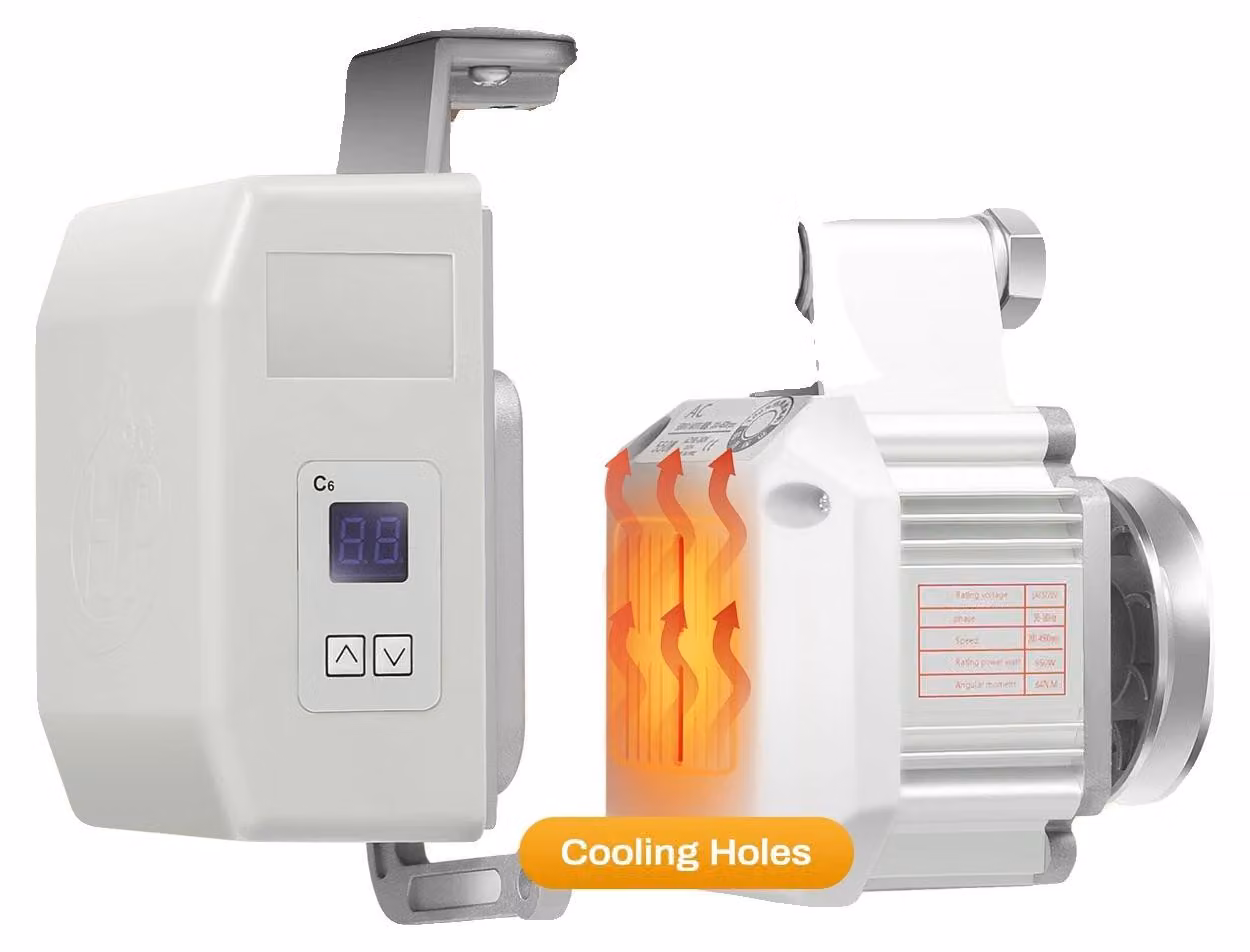 Motore per macchine da cucire, alta velocità (200-6000 giri al minuto), efficiente dal punto di vista energetico, colore grigio chiaro