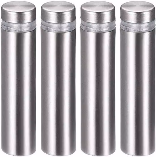 Set di 4 distanziatori, 12x53 mm, in acciaio inossidabile, per display, argento