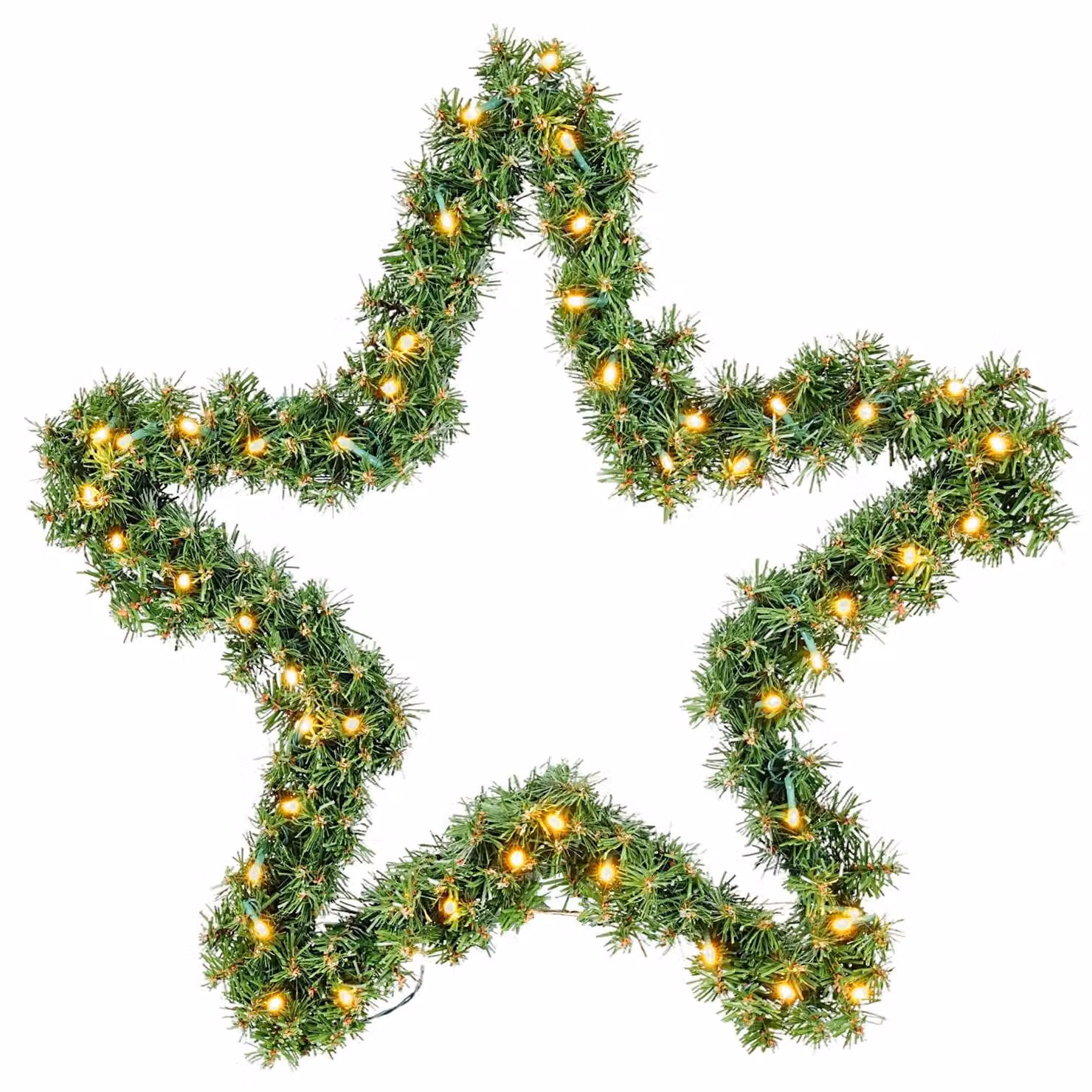 Salcar 40 cm stella di Natale in ghirlanda natalizia Ghirlanda di Natale con batteria luminosa Ghirlanda di abete con 200 rami verdi e 30 LED bianco caldo