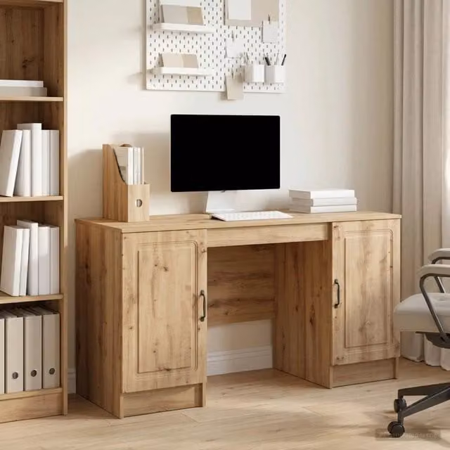 Scrivania da Scrittura vidaXL in Legno Rovere Marrone L: 142,5 cm, P: 50 cm, H: 75 cm – 1