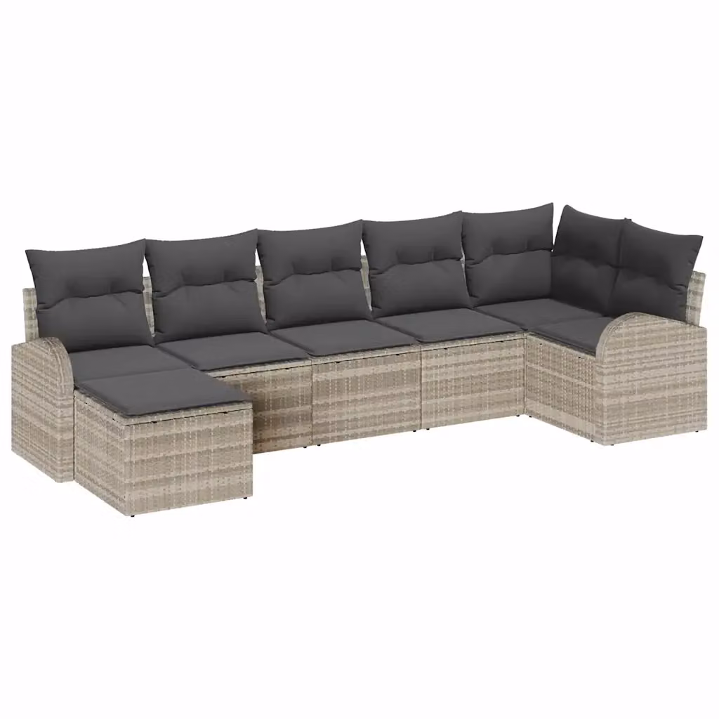 Set di divani da giardino a forma di L vidaXL in rattan e metallo, 7 pezzi, Grigio – 2
