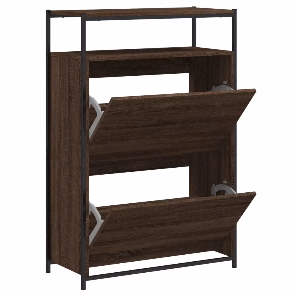 Mobile porta scarpe a parete vidaXL in legno e metallo rovere marrone L: 50 cm, P: 34 cm, H: 112 cm – 2