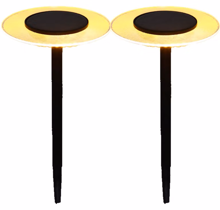 Lampade solari a LED a forma di UFO, luce bianca calda, 35 cm, set da 2